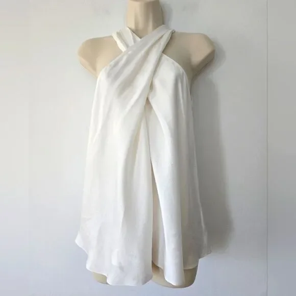 A.L.C. Arvid Twist-Front Crepe Top In Off-white NWOT - Picture 1 of 8
